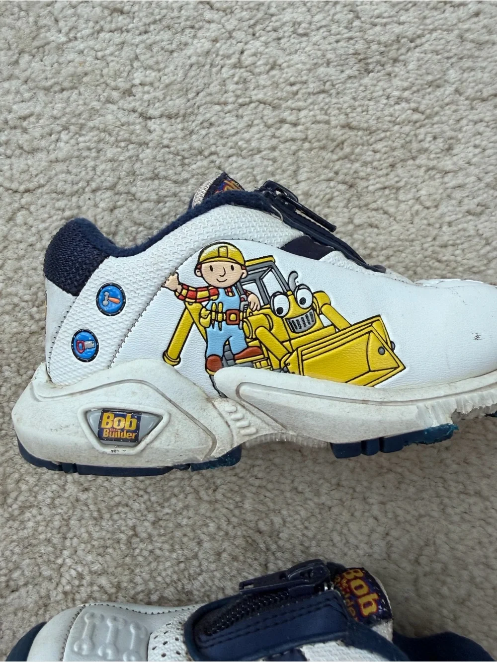Vintage Y2K Bob The Builder Toddler Size 7 Kids Character Zip Sneakers Shoe 2002